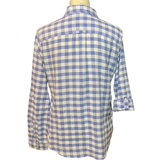 Eddie Bauer Roll-up Long Sleeve Checkered Button Down shirt Size M Women’s - Picture 2 of 8